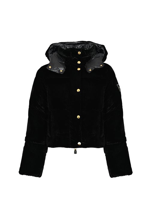 Piumino in velluto con cappuccio Nero Elisabetta Franchi | PI82D56E2110